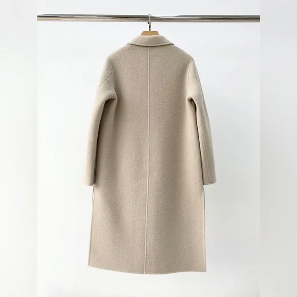 ⛄️CLAUDIE PIERLOT double-breasted patch pocket long wool blend coat NWOT - Picture 2 of 15